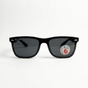Matte Black Polarized Rectangular Sunglasses - Image 2