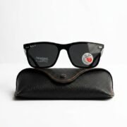 Matte Black Polarized Rectangular Sunglasses - Image 3